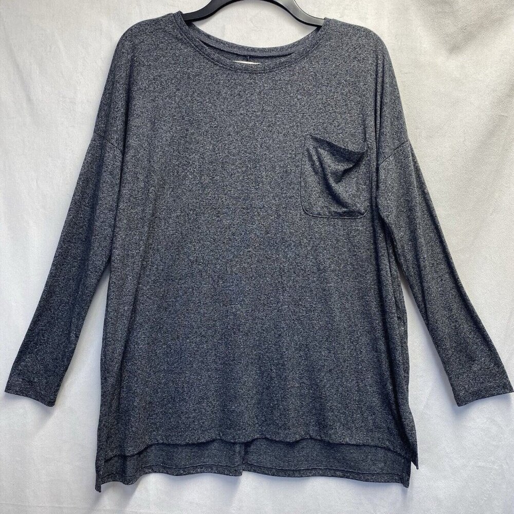 Abercrombie & Fitch Round Neck Long Sleeve Tunic Top Women XS-S Gray Split Side